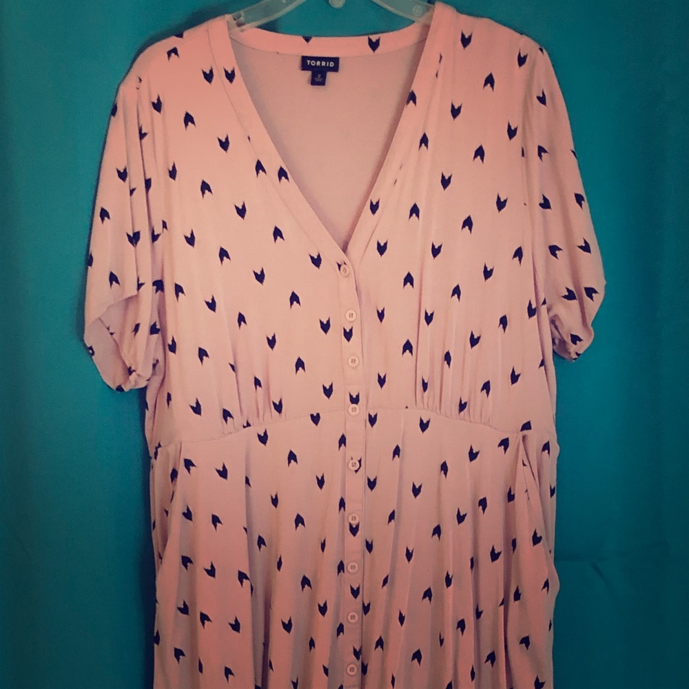 Dust Pink and Black Torrid Midi Dress